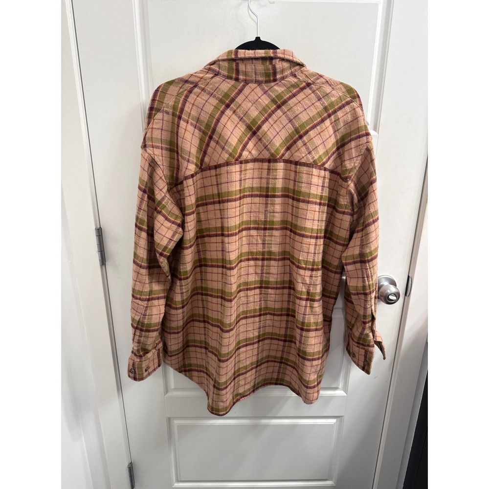 Wilfred Free Aritzia Plaid Flannel Shirt Oversized Shacket Pink Green Small - Picture 3 of 3